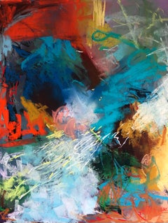 Exhilaration, Abstract Painting, Colorful Landscape, 20x15 Inches