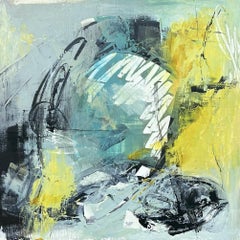 Fracture, peinture acrylique sur panneau, abstraite impressionniste, encadrée, 12x12