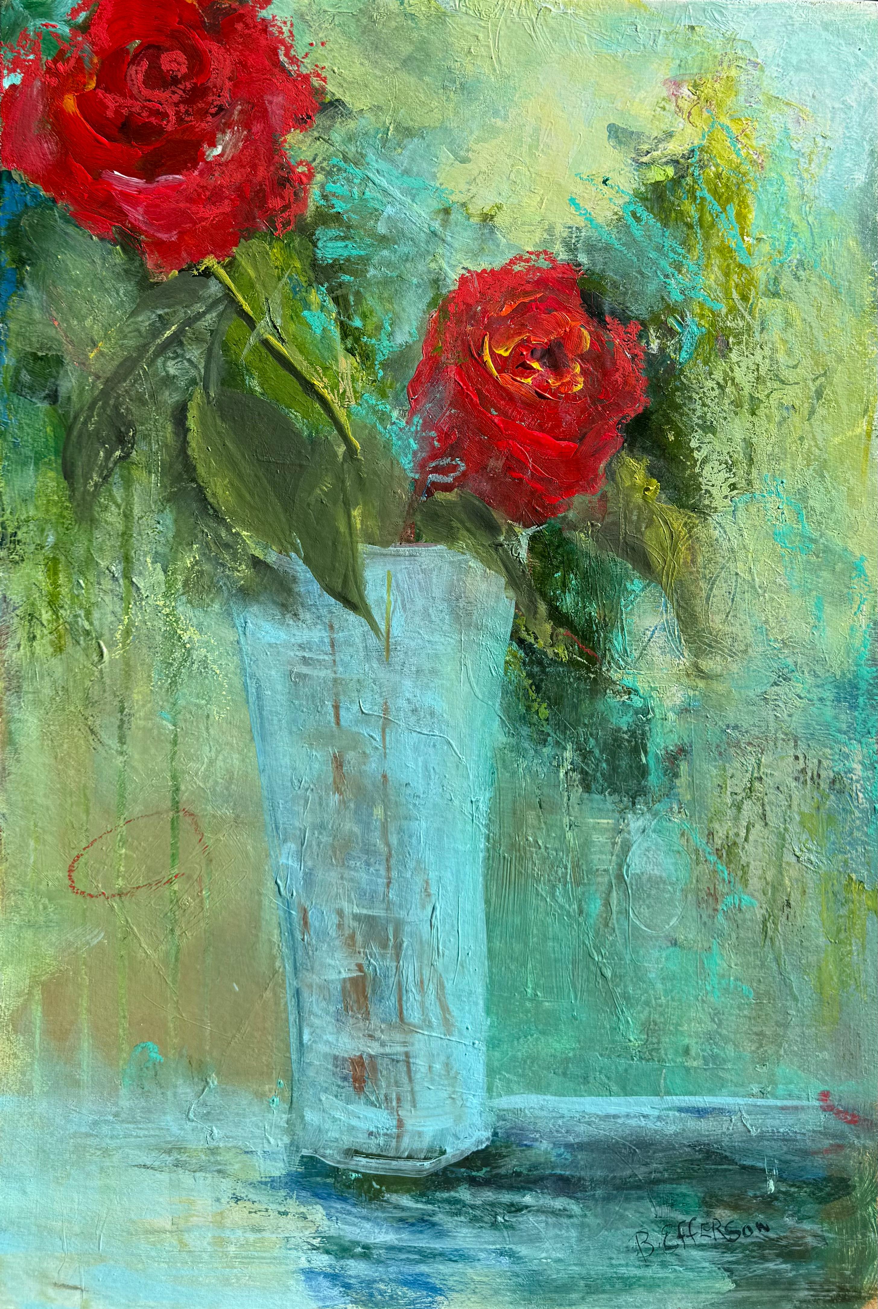 From the Garden, Abstract Painting, Oil & Acrylic on Wood Panel, 21.5x14.5