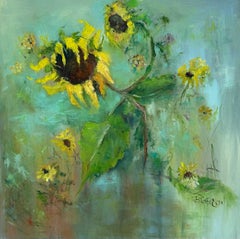 Here Comes the Sun, Abstract Oil Painting on Canvas, 36x36 Inches
