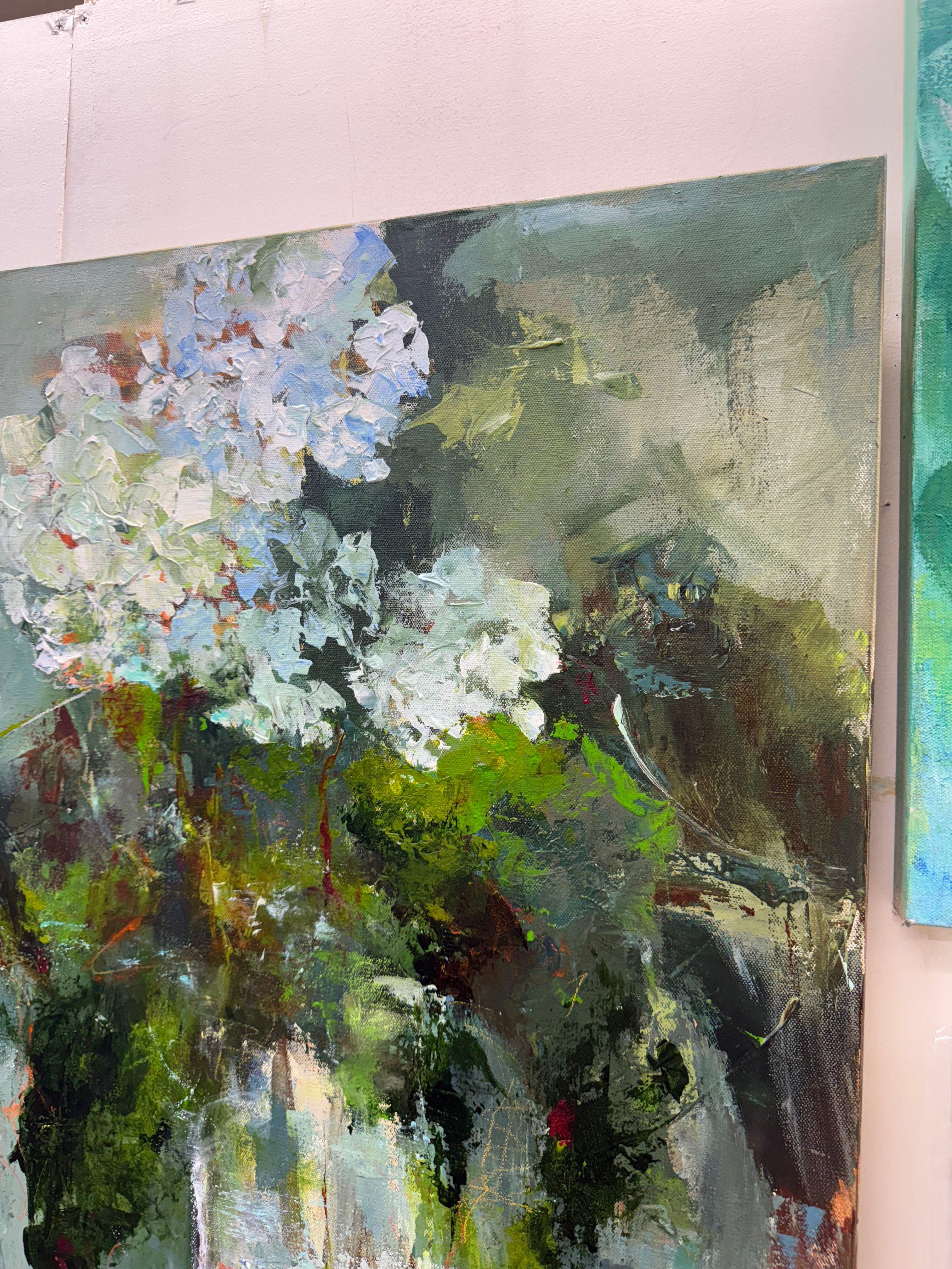 Just a Little Green - Abstract Expressionist Painting by Betty Efferson