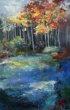 September Equinox, Abstract Painting, Acrylic on Canvas, 40x62, Framed