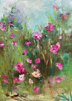„Sommerblüten“, Acrylgemälde auf Leinwand mit Blumenmotiv, abstrakt, 30 x 40 Zoll