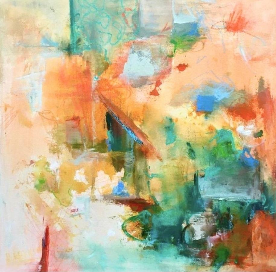 Tuscan Sunset, Acrylic Painting on Canvas, 24x24 Abstract Art