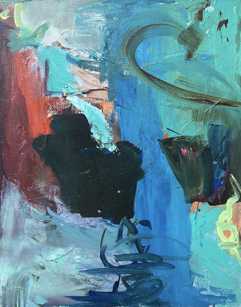 Unwinding, Abstract Painting, Acrylic on Canvas, New, 14x11