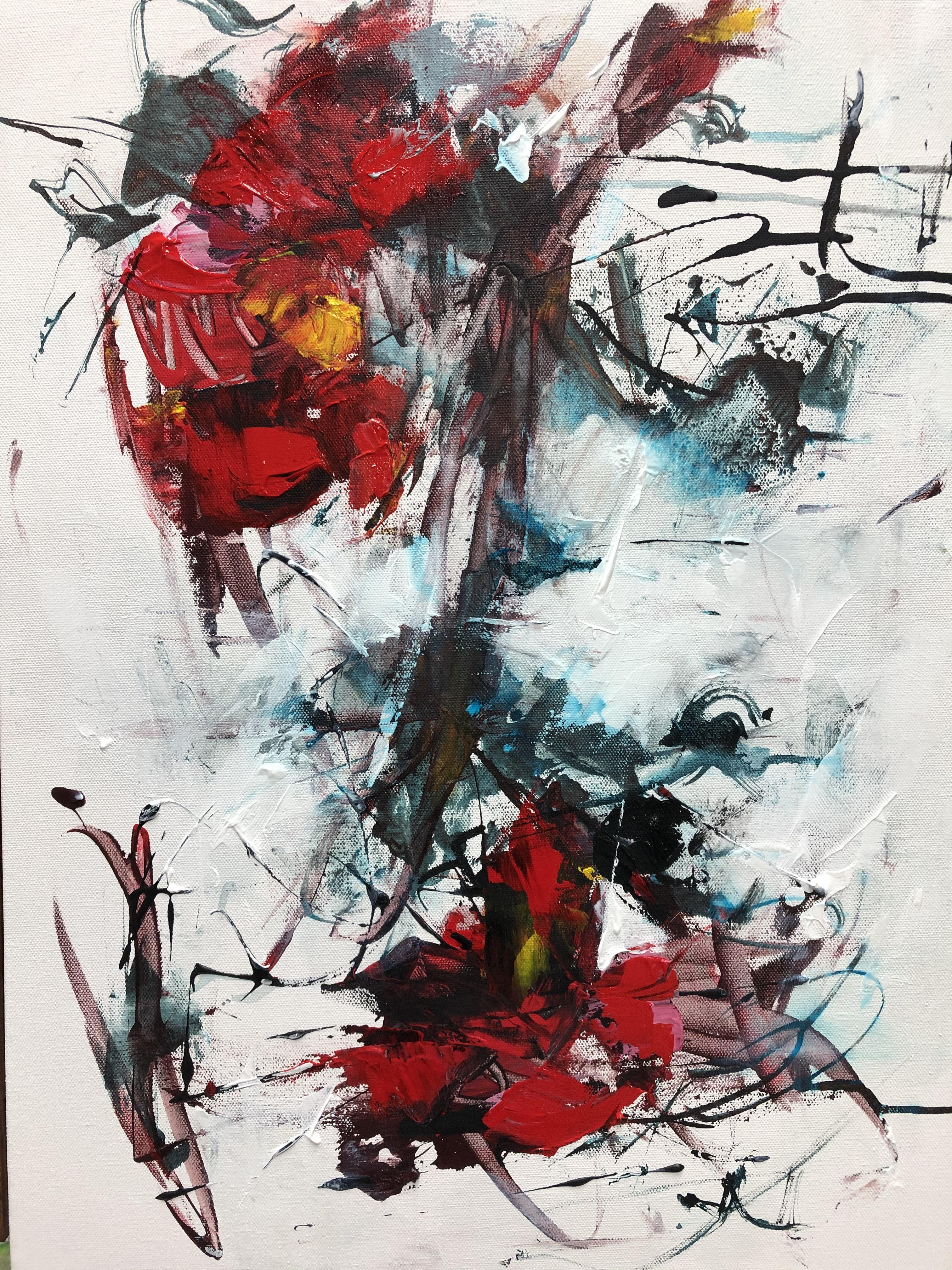 I intuitively paint each of my paintings based on my mood of the day or at that moment. I never know what I am going to create until I see the end result. Sometimes it is a colorful, jumbled mess. Or, I create bright and vibrant landscapes full of