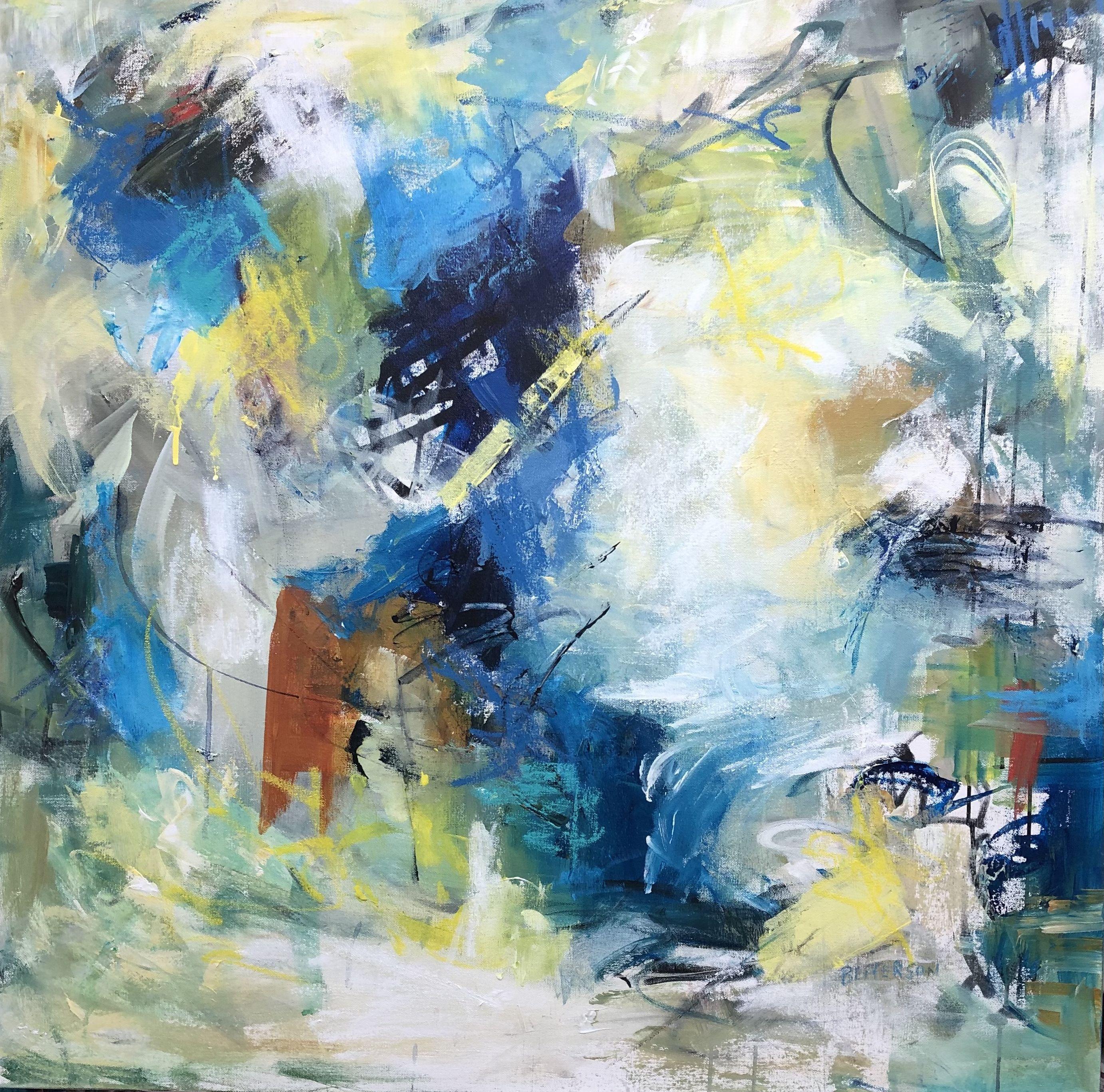 Abstract Painting di Betty Efferson - Giallo e blu