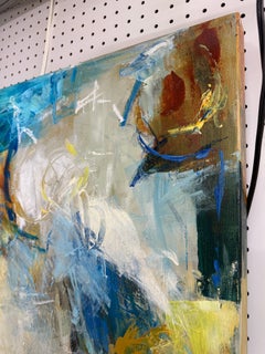 Yellow Circle, Abstract Acrylic and Archival Ink Painting, 40x30 Inches