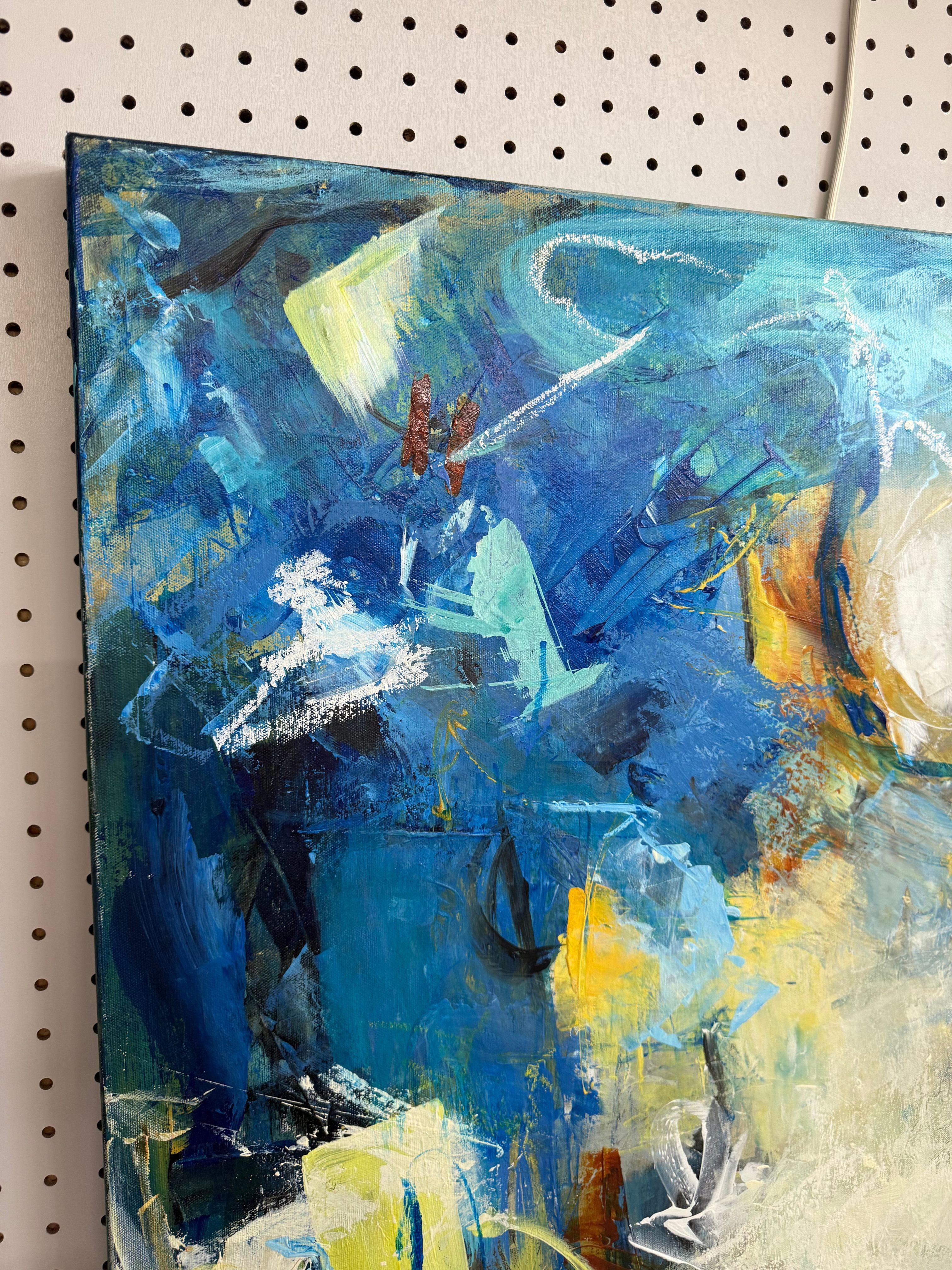 Cerchio giallo - Abstract Painting Grigio di Betty Efferson