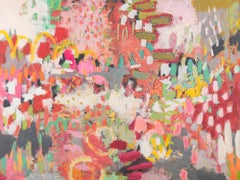 « Strawberry Fields » - Peinture acrylique abstraite, chaude, rose - Betty Franks