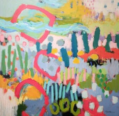„Sommer in meinem Herzen“- Cool, Pink, Lila, Abstraktes Acrylgemälde- Betty Franks