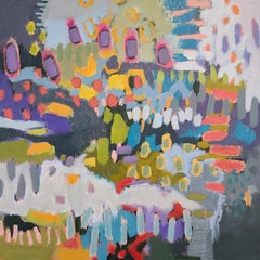 Sweet Garden Melody - lustiges und erfrischendes, helles, abstraktes quadratisches Acrylgemälde