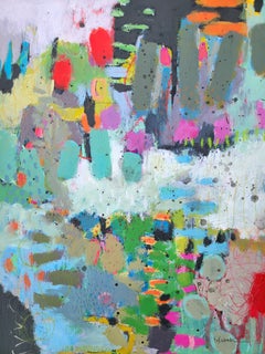 "Tender Spirit"- Neutral, Gray, Magenta, Aqua, Abstract Painting - Betty Franks