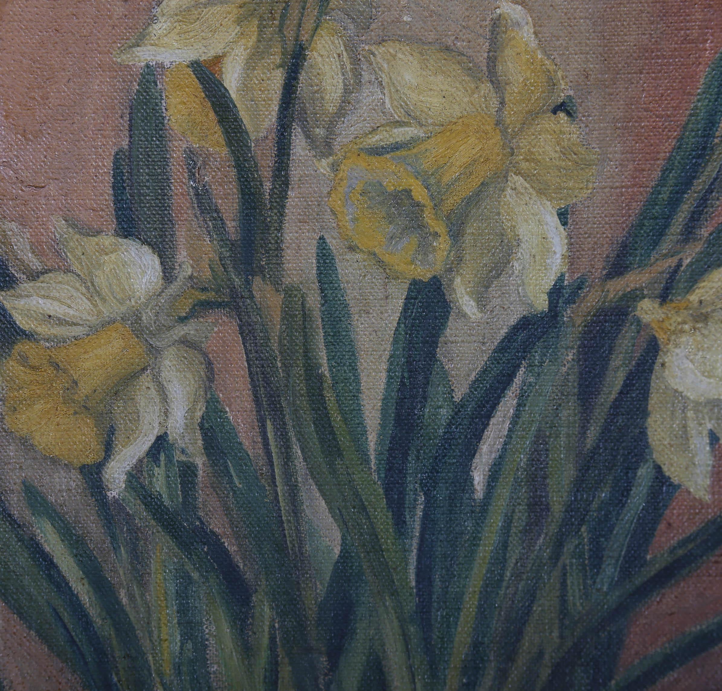Betty Glover - Mid 20th Century Oil, Yellow Daffodils For Sale 3