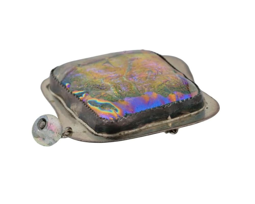 Betty Helfen Sterling Silver Dichroic Glass Brooch For Sale 1