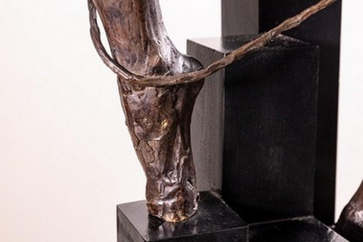 Betty Jacobs Modern Ballerina Figure Bronze Brutalist Sculpture on Pedestal 1970 For Sale 6