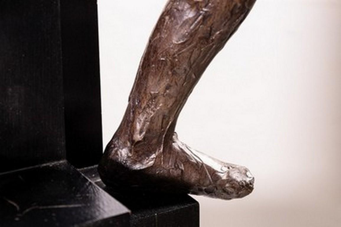Betty Jacobs Modern Ballerina Figure Bronze Brutalist Sculpture on Pedestal 1970 For Sale 8