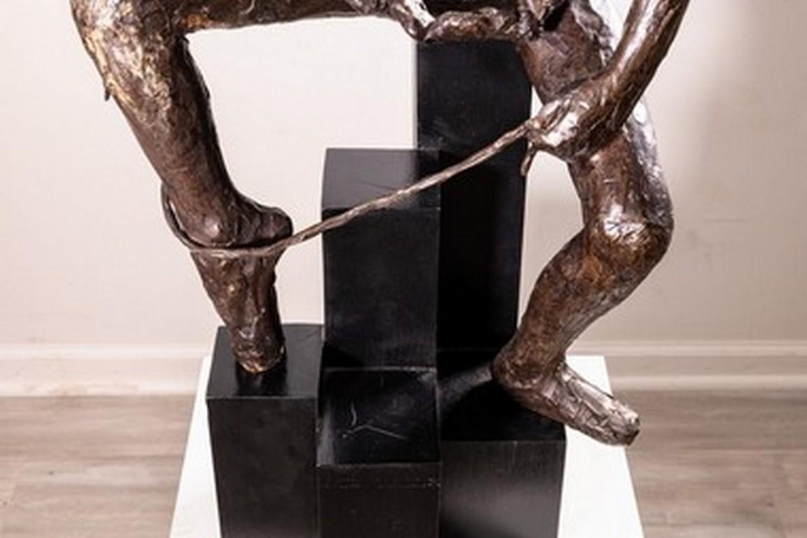 Betty Jacobs Modern Ballerina Figure Bronze Brutalist Sculpture on Pedestal 1970 For Sale 10