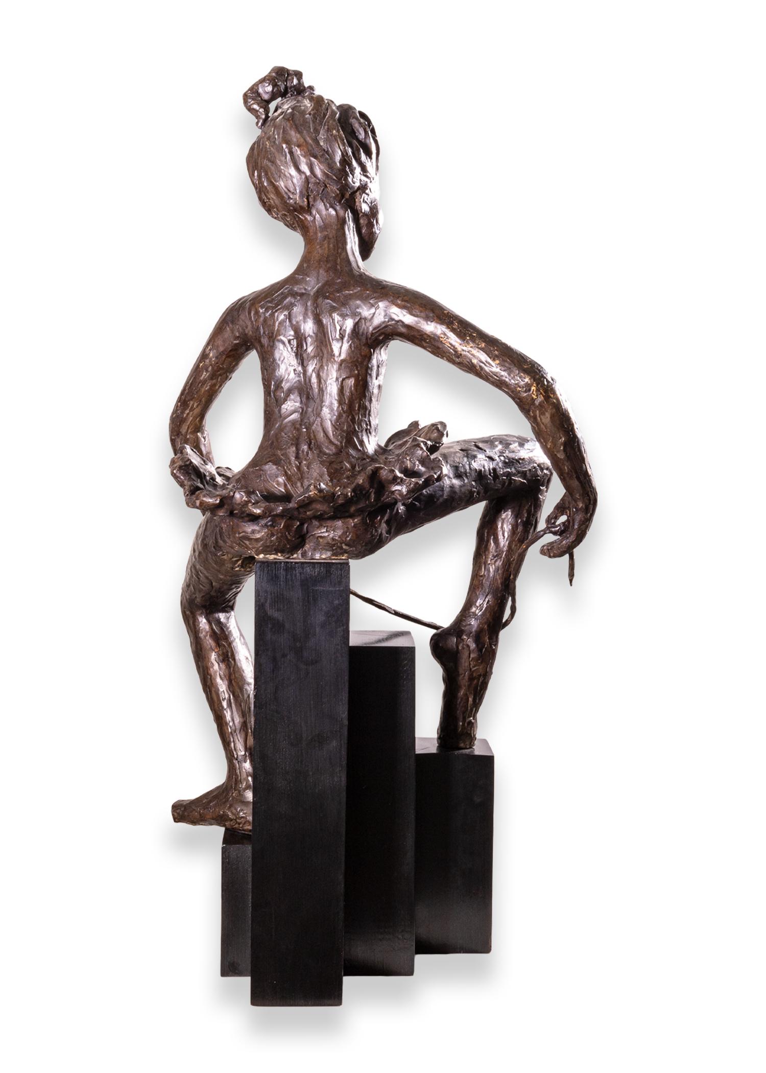 Betty Jacobs Modern Ballerina Figure Bronze Brutalist Sculpture on Pedestal 1970 For Sale 1