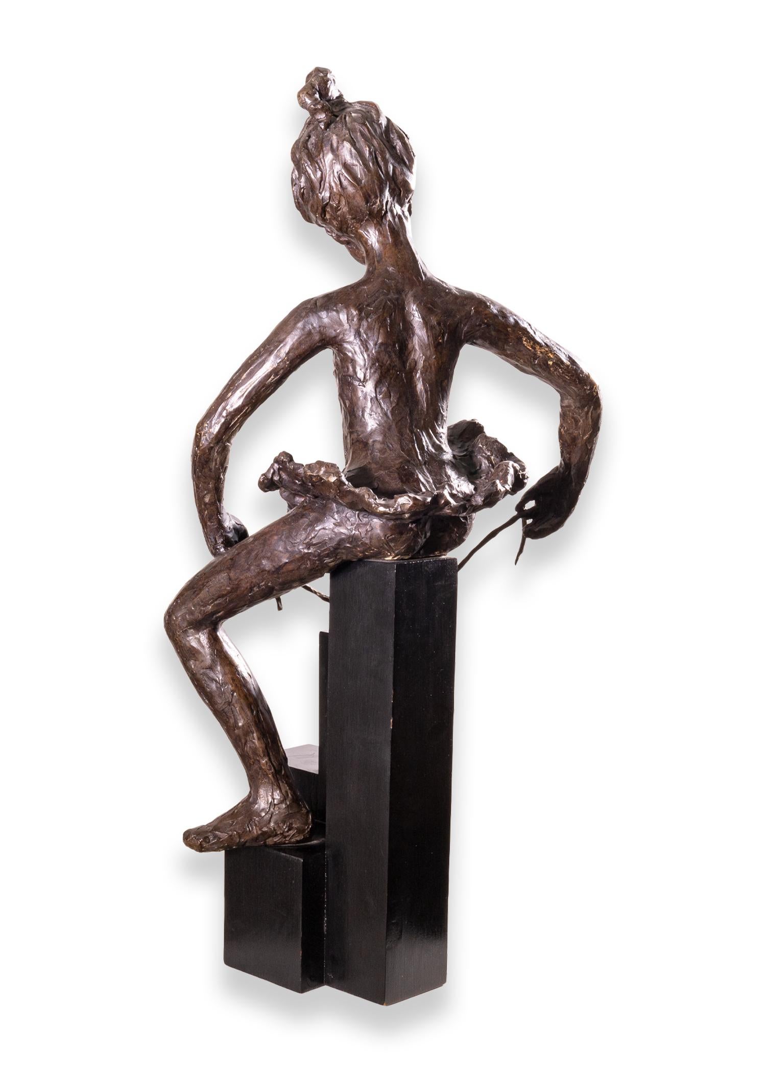 Betty Jacobs, figure de ballerine moderne, sculpture brutaliste en bronze sur piédestal, 1970 en vente 1