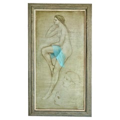 Betty Jo Frost (1930-2011) Pintura al óleo Desnudo femenino, enmarcada