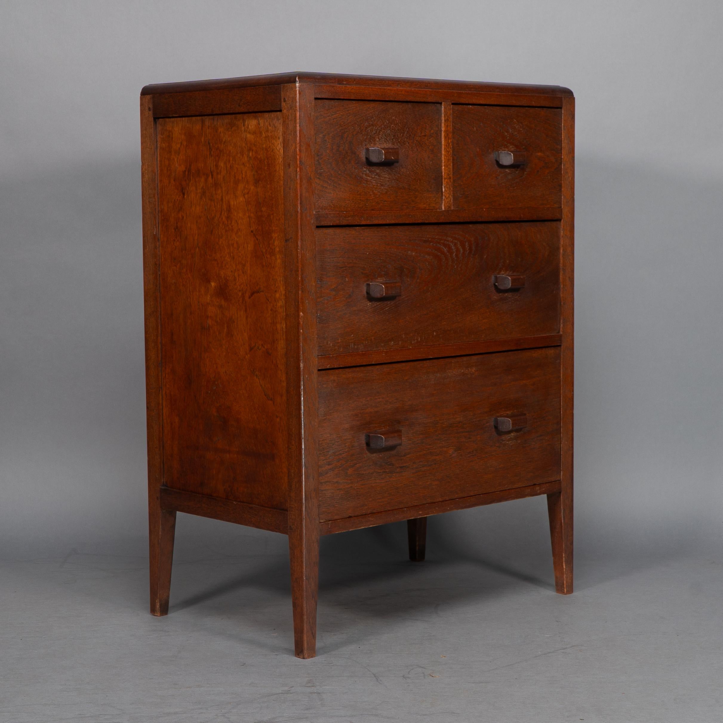 Betty Joel Attri Arts & Crafts Oak Tallboy and Matching Petite Chest of Drawers For Sale 1