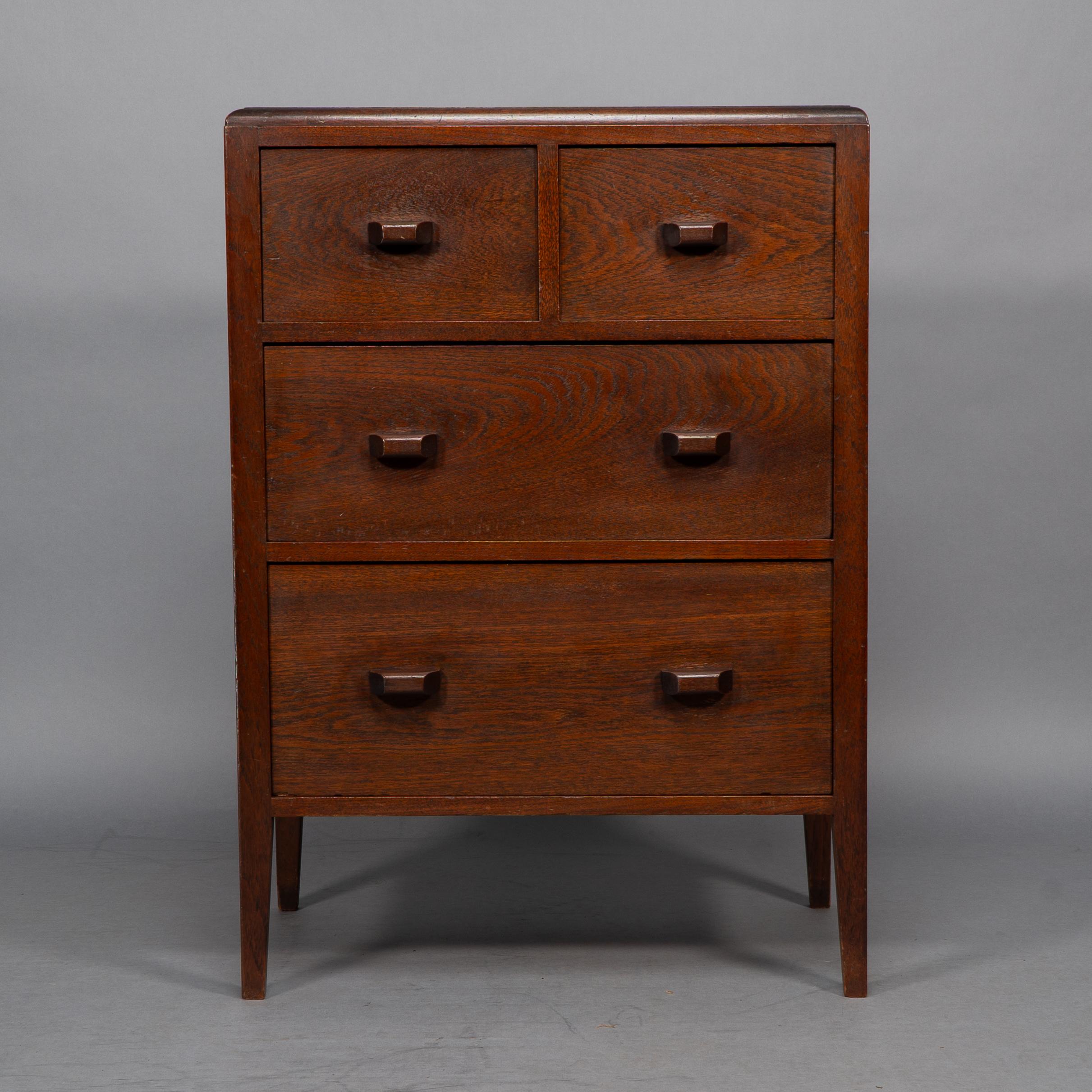 Betty Joel Attri Arts & Crafts Oak Tallboy and Matching Petite Chest of Drawers For Sale 2