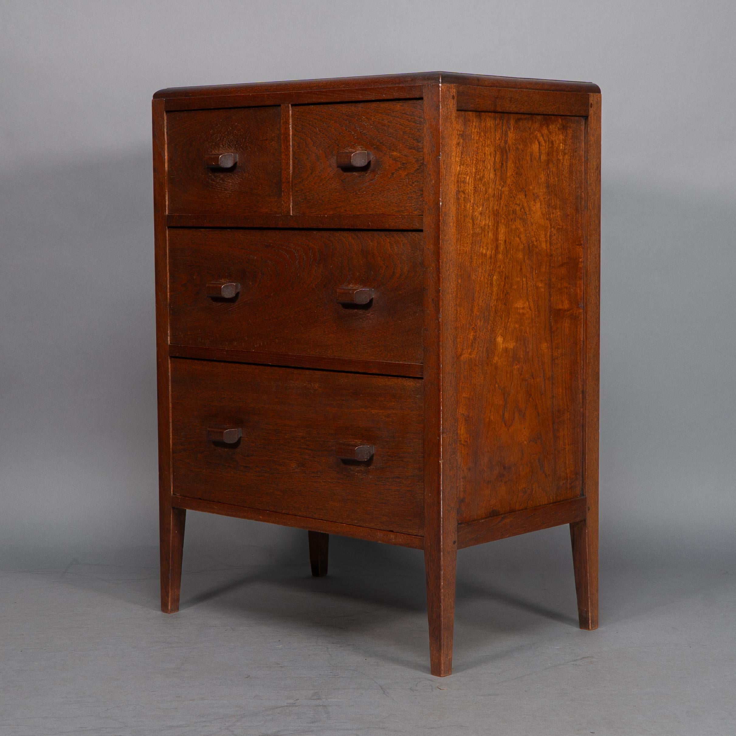 Betty Joel Attri Arts & Crafts Oak Tallboy and Matching Petite Chest of Drawers For Sale 3