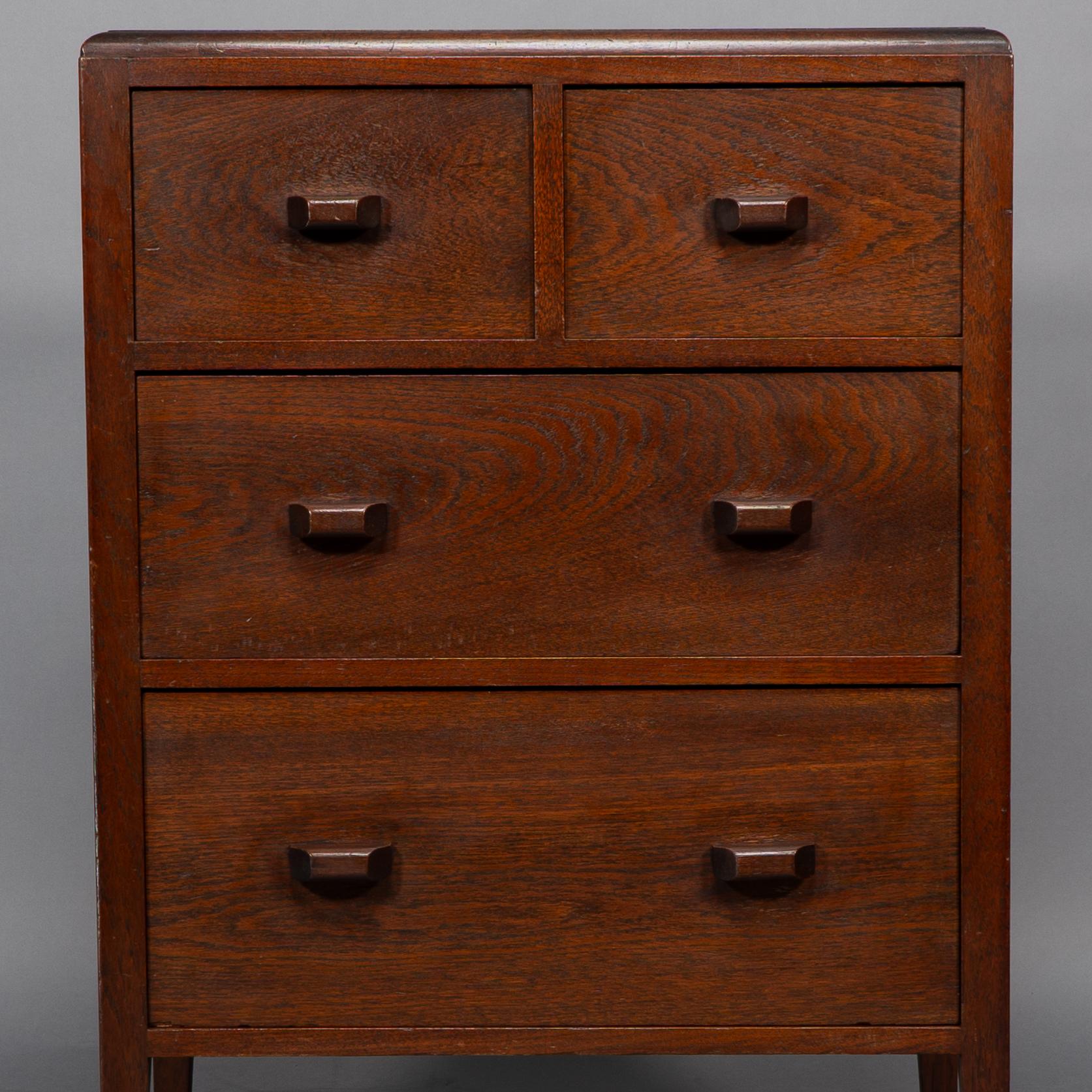 Betty Joel Attri Arts & Crafts Oak Tallboy and Matching Petite Chest of Drawers For Sale 8