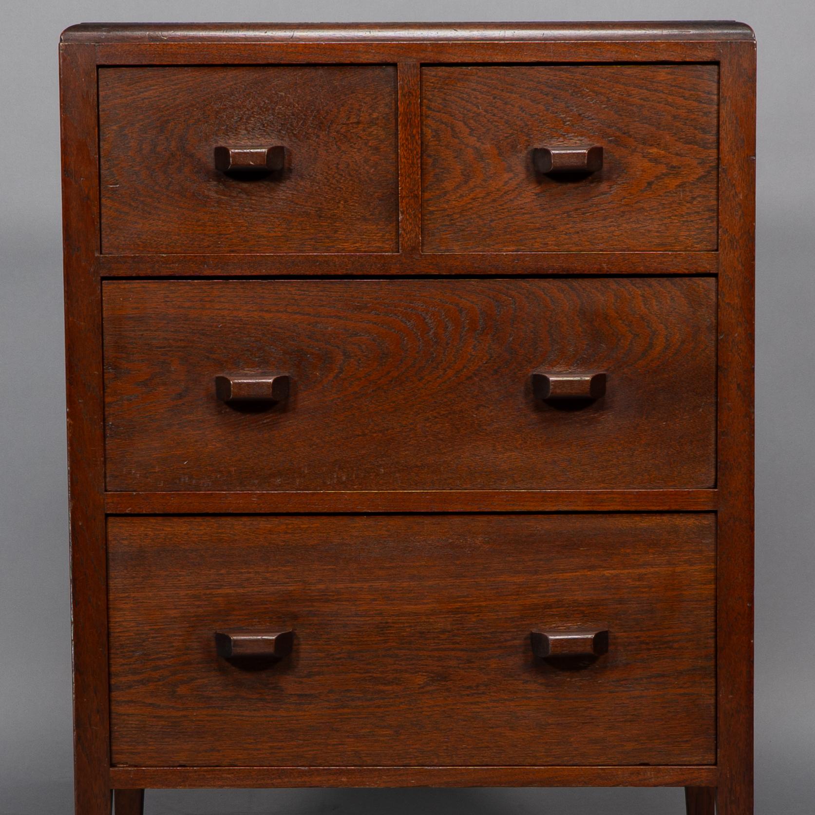 Betty Joel Attri Arts & Crafts Oak Tallboy and Matching Petite Chest of Drawers For Sale 6