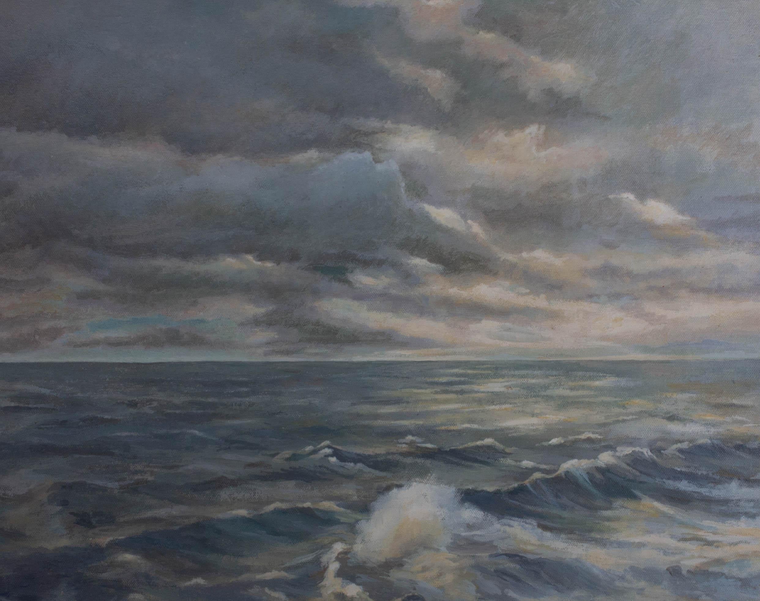 Betty Knight - Siglo XX Óleo, Paisaje marino al atardecer 1