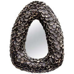 Betty Lou Ceramic Mirror in Matte Black Glaze by Melissa Cromwell