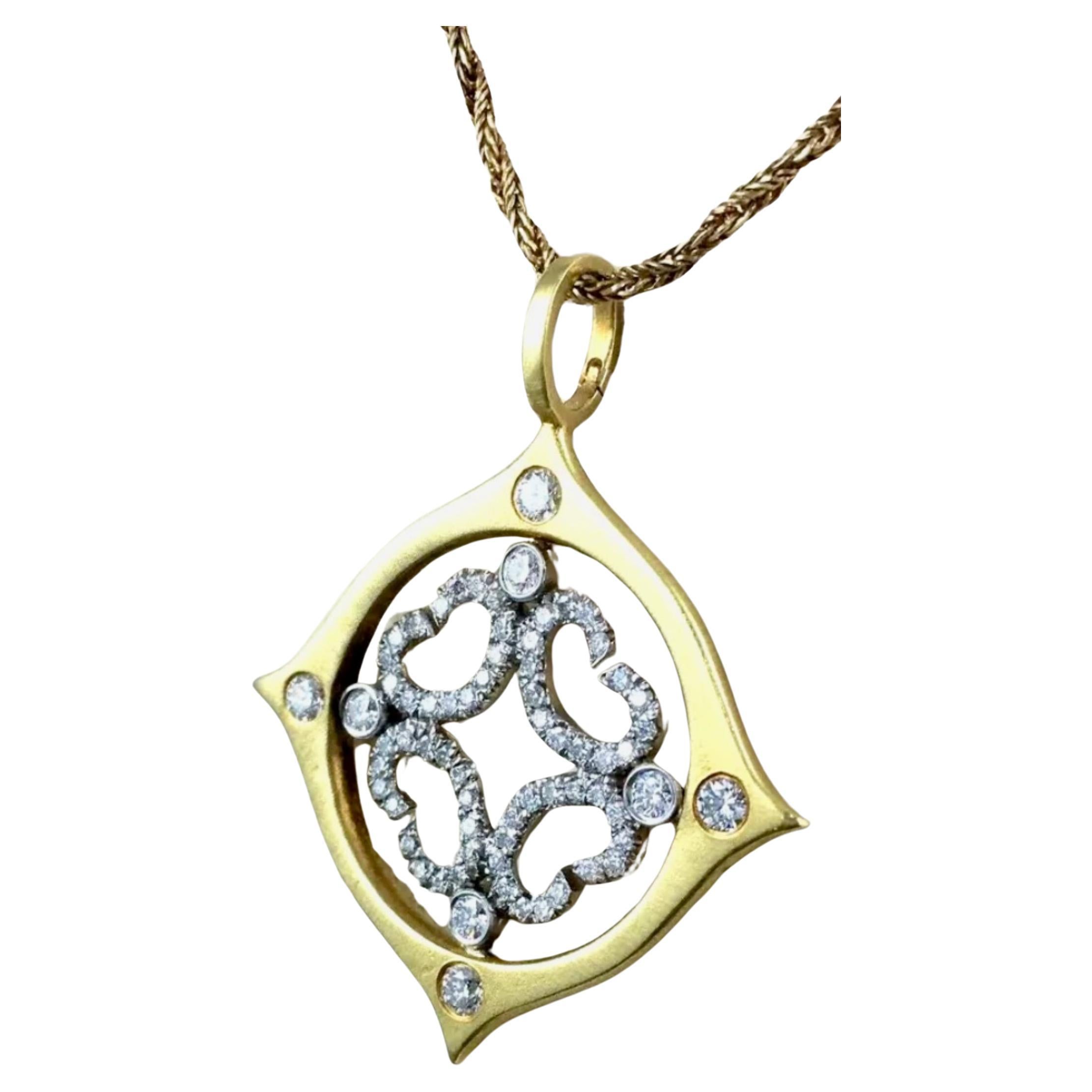 "Betty Lou Moscot" Diamond 18K Yellow and White Gold Pendant For Sale