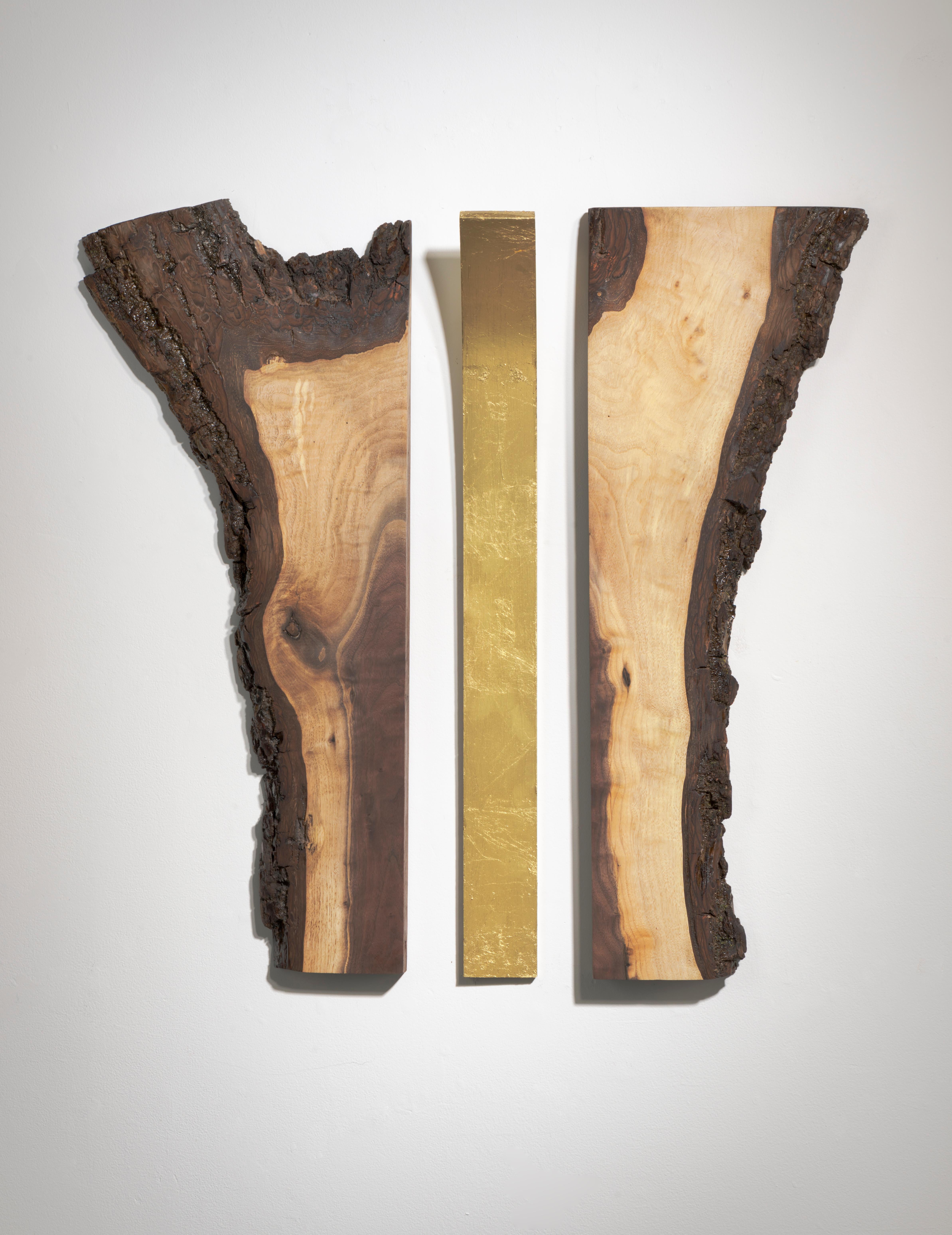 Betty McGeehan Abstract Sculpture - Abstract Minimal Wood Sculpture: 'Reflection'