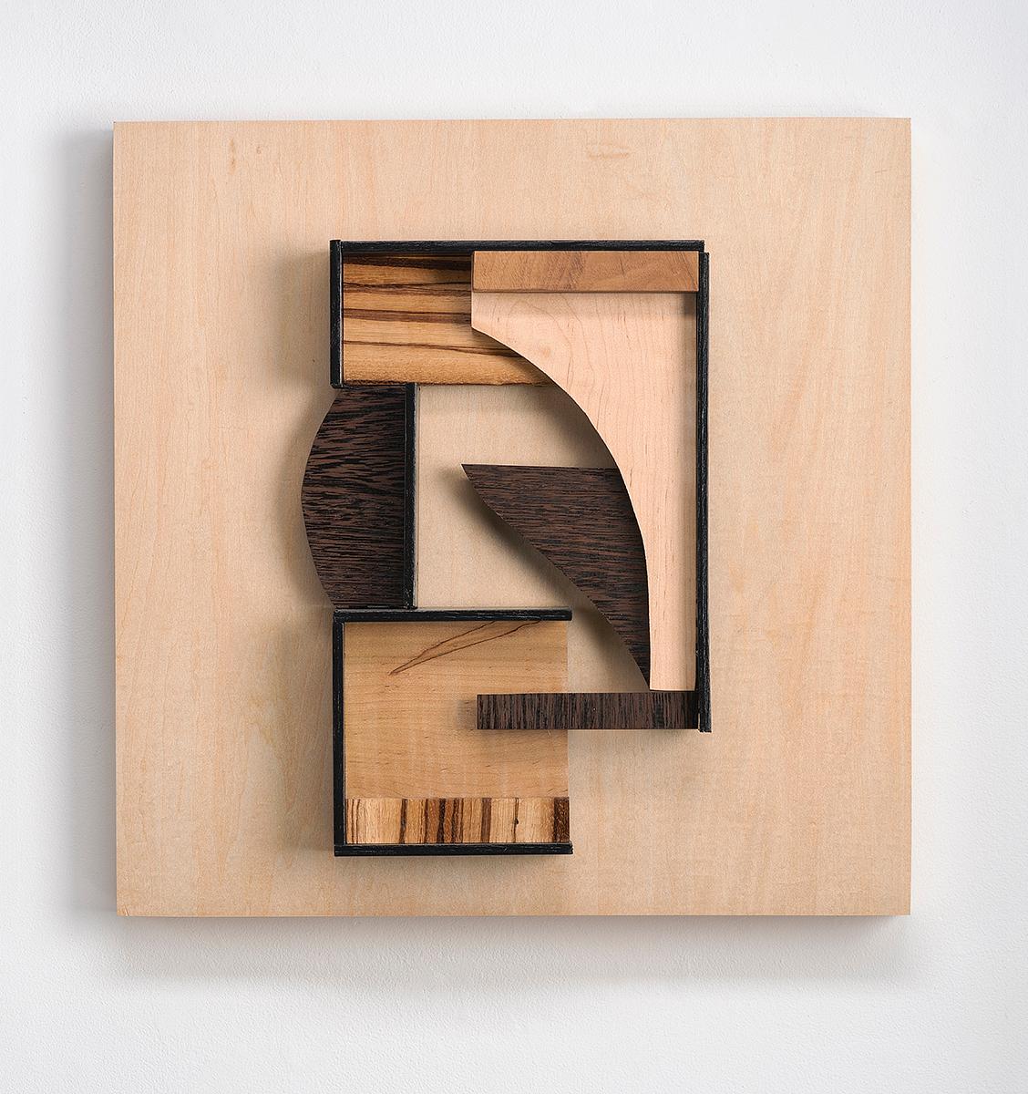 Betty McGeehan Abstract Sculpture - Abstract wood wall sculpture: 'Gathering #2'