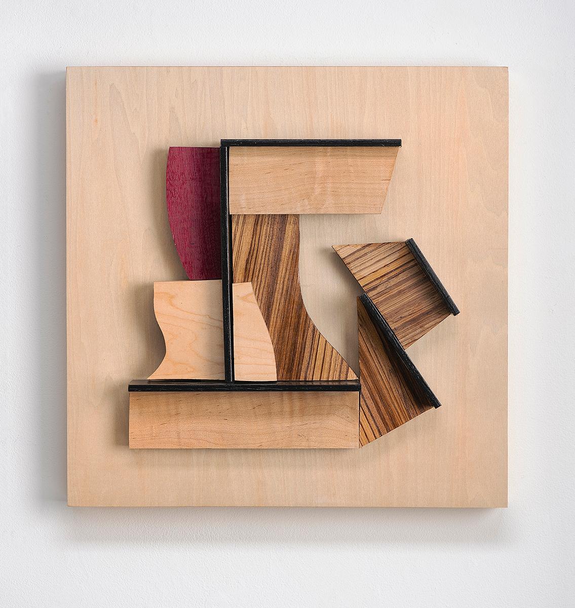 Betty McGeehan Abstract Sculpture - Abstract wood wall sculpture: 'Gathering #24'
