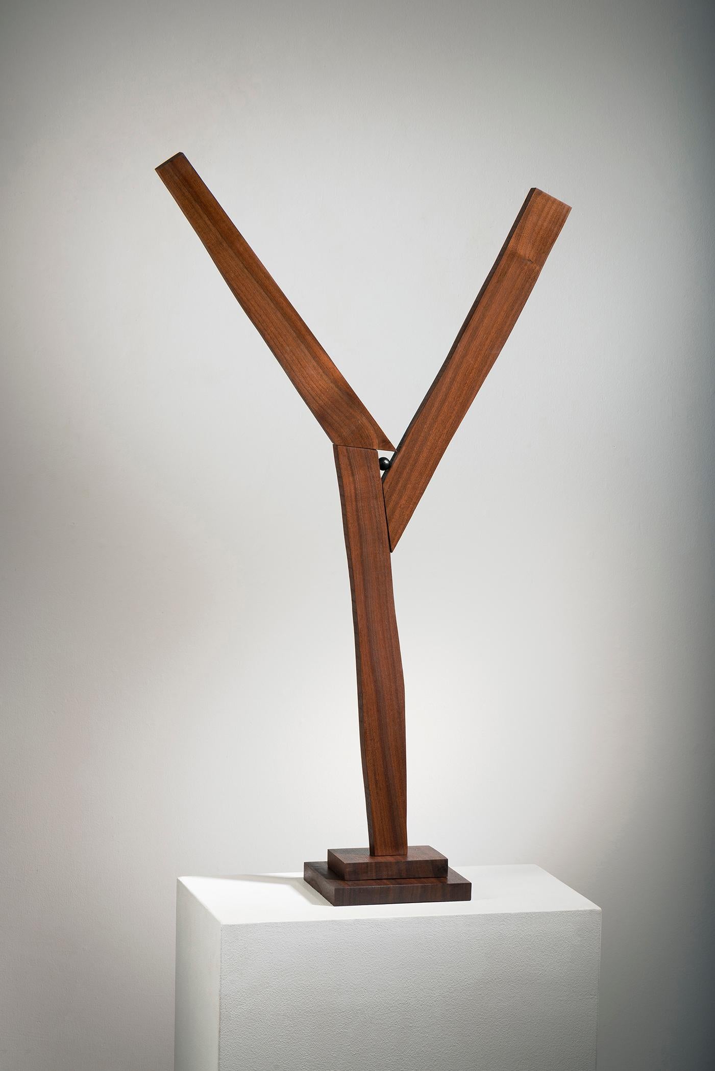 Betty McGeehan Abstract Sculpture - Minimal Abstract Wood Sculpture: 'Final Decision'