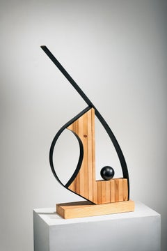 Minimal Abstract Wood Sculpture: 'The Academic' 