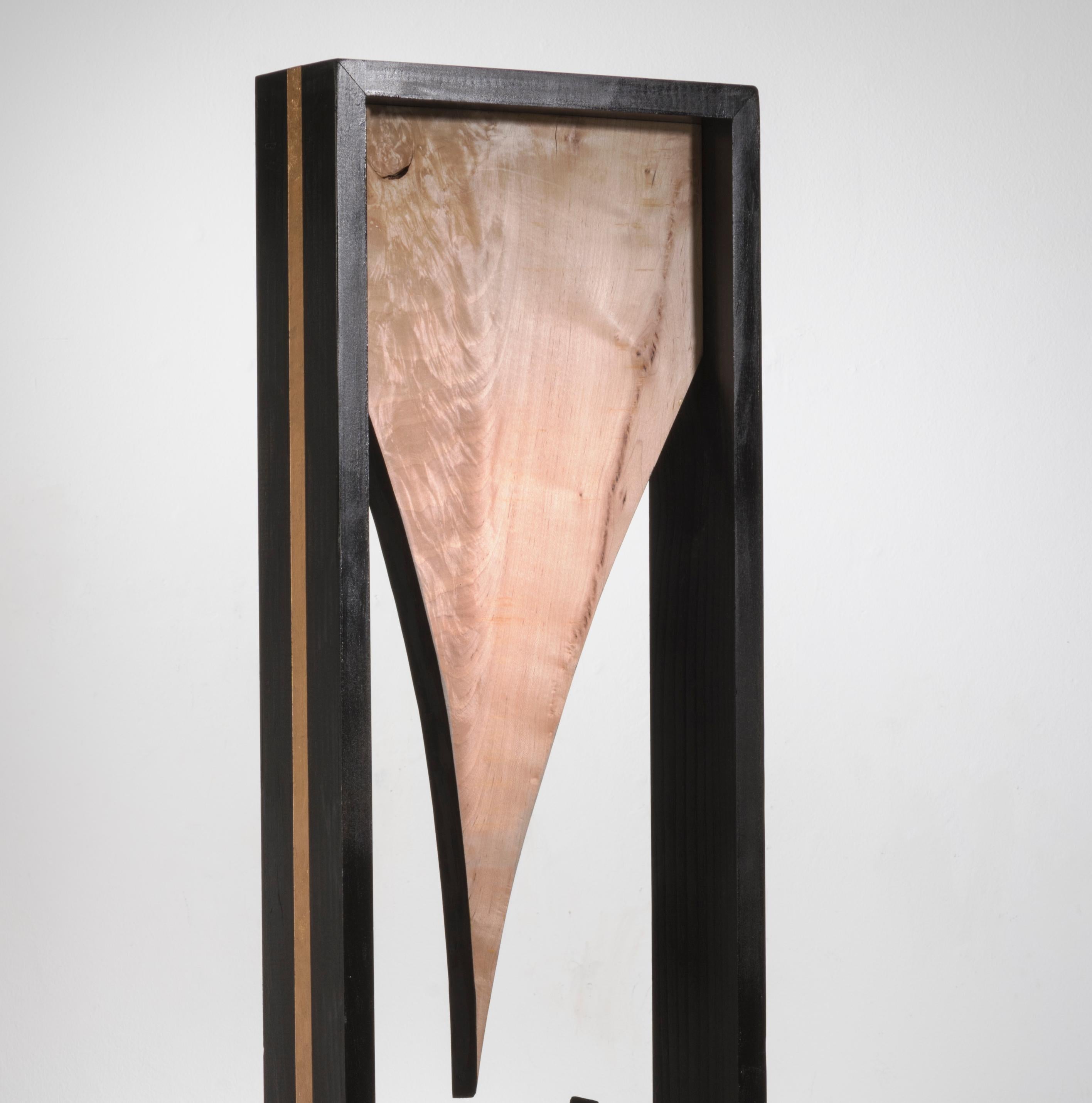 Minimal wood sculpture: 'Point of Contention' - Sculpture by Betty McGeehan