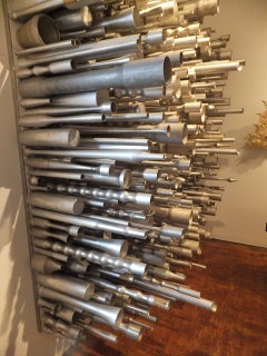 Large Sculpture made from Flagpoles and Metal Headboards: 'Genome'
