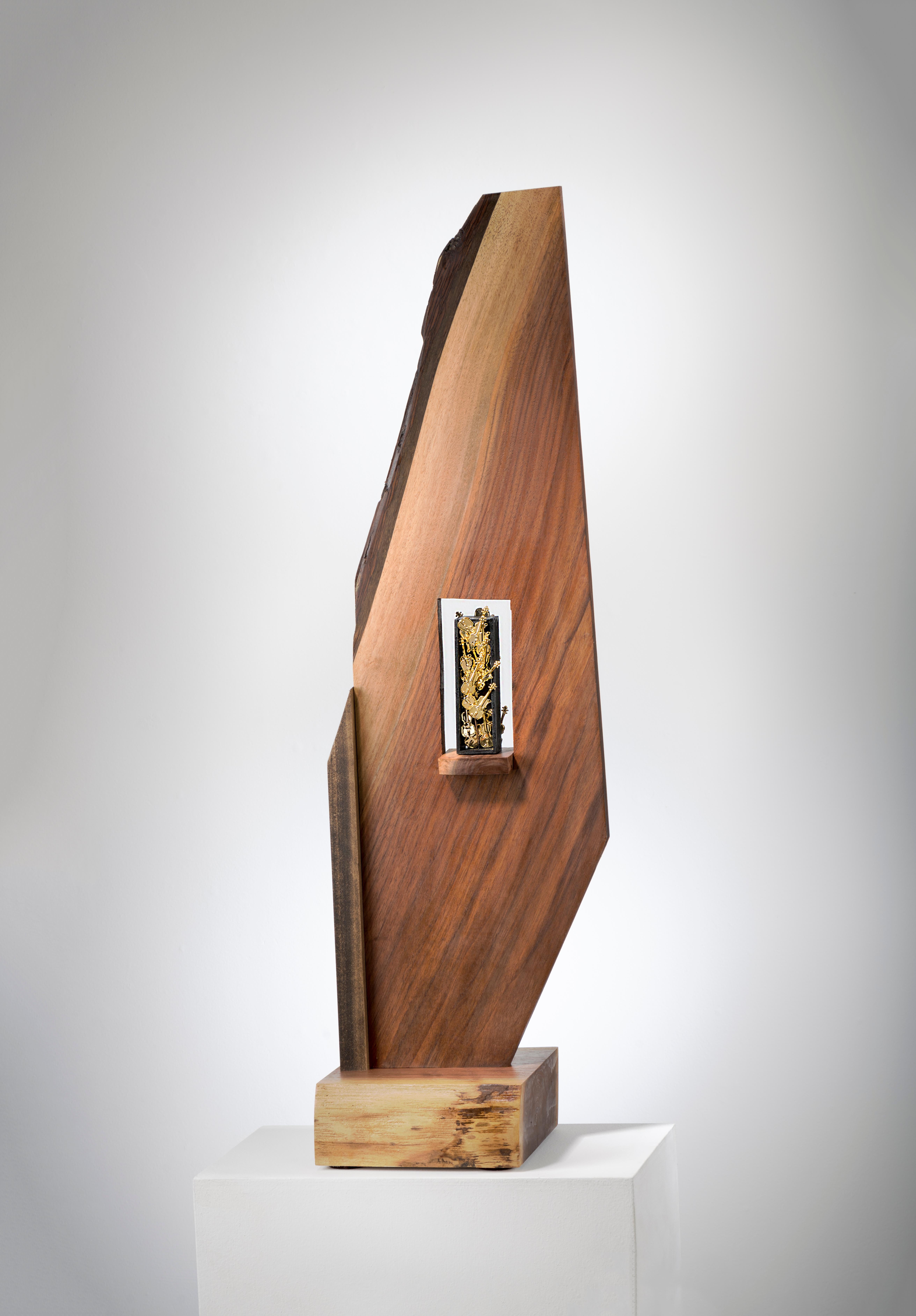 Betty McGeehan Abstract Sculpture - Wood minimal sculpture: 'Homage to Arman'