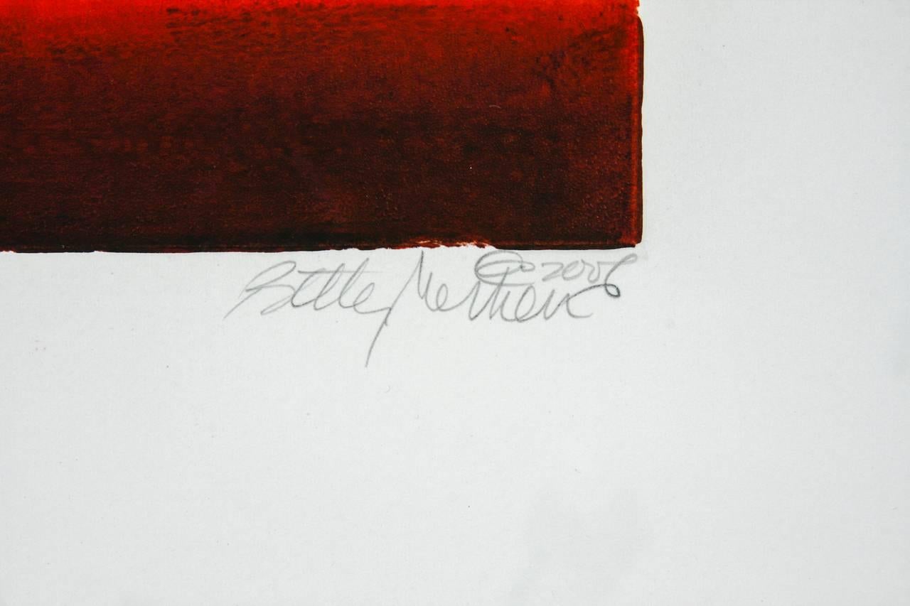 American Betty Merken Abstract Monotype Red Structure