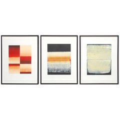 Betty Merken Abstracts Monotype Indigo Suite XI, XII and Red Structure