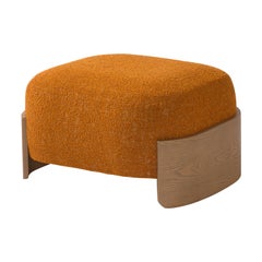 Betty P Carpanese Home Italia Pouff with Ash Wood Base Modern, 21st Century