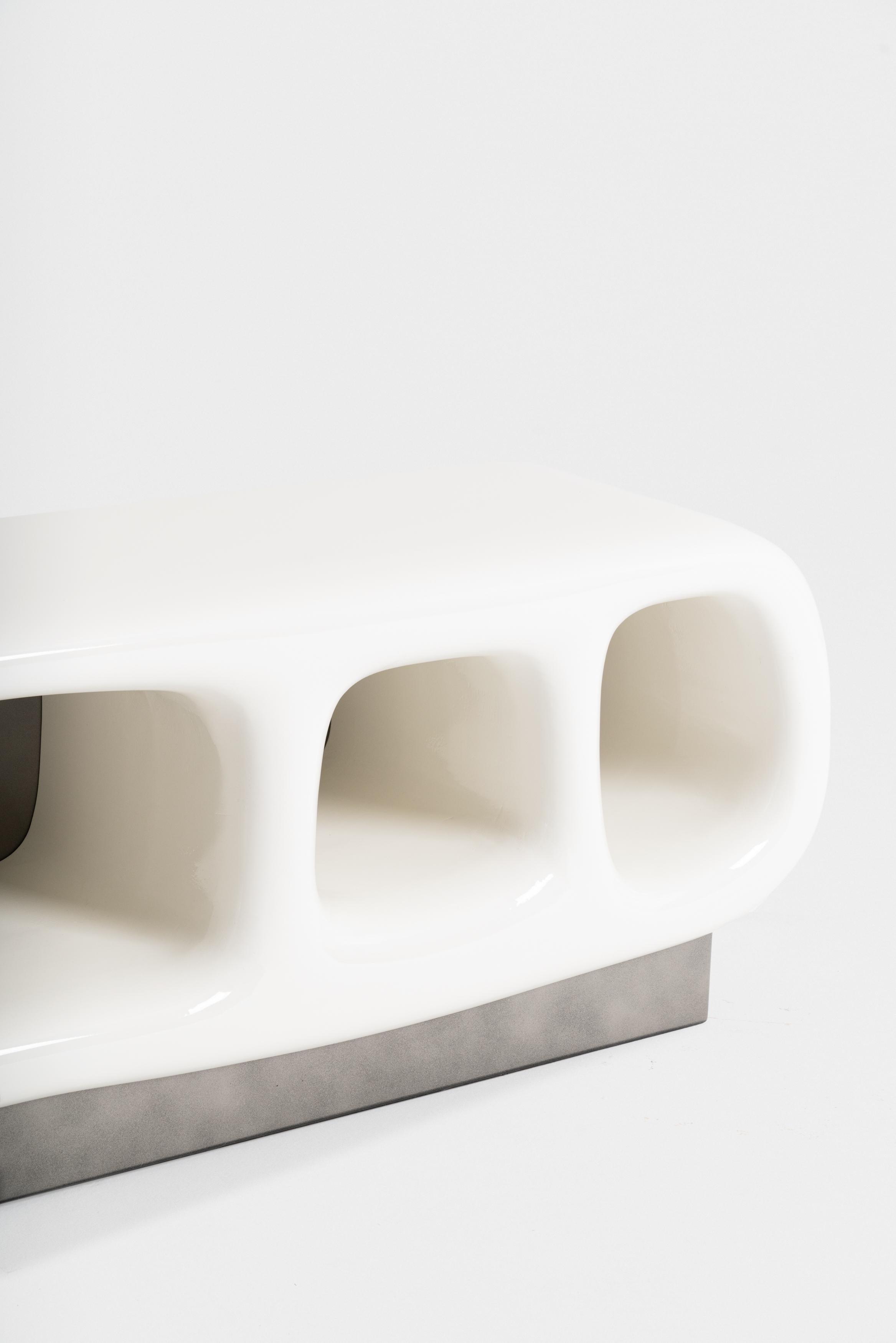 Italian Betty Rubble sideboard in metal and liquid ceramic wainscoting by Matteo Cibic For Sale