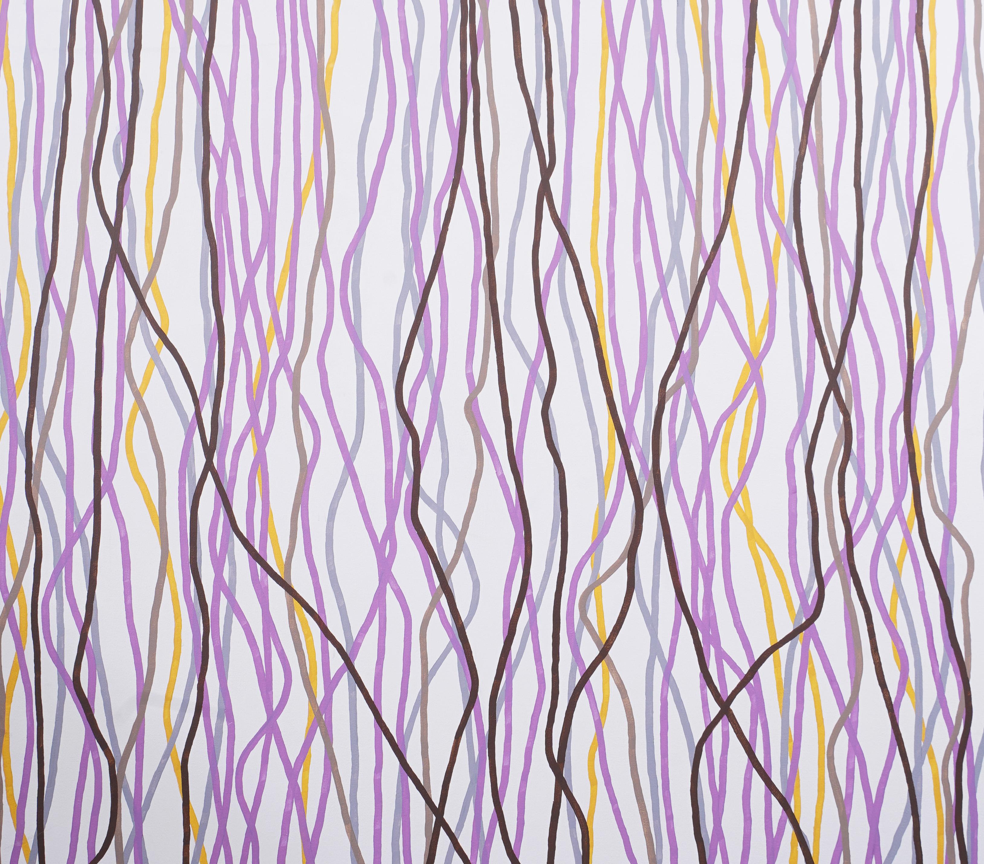 Grande peinture à l'huile abstraite moderniste américaine contemporaine sur toile - Gris Abstract Painting par Betty Weiss 