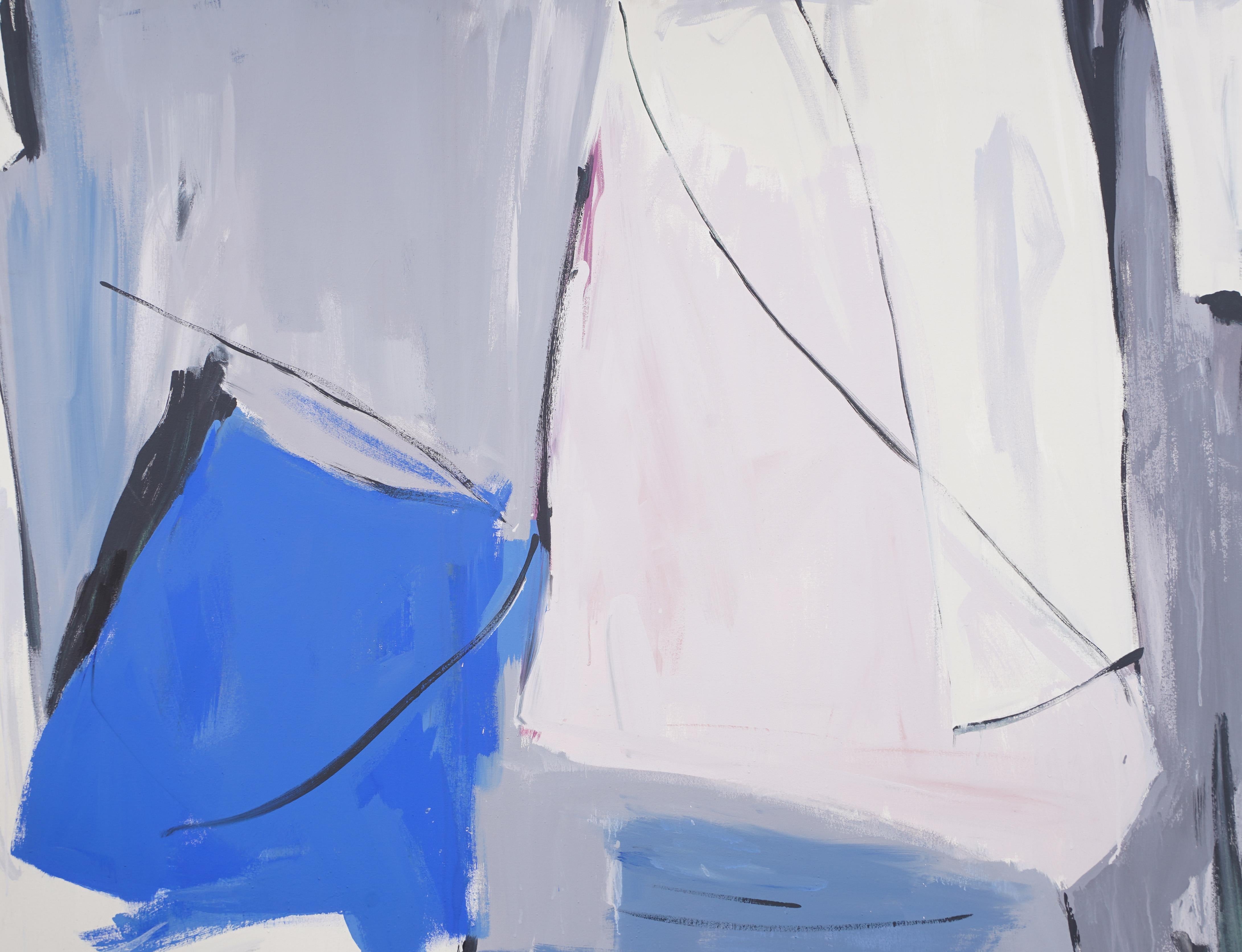 Grande dipinto ad olio astratto contemporaneo femminile americano modernista su tela - Abstract Painting Viola di Betty Weiss 