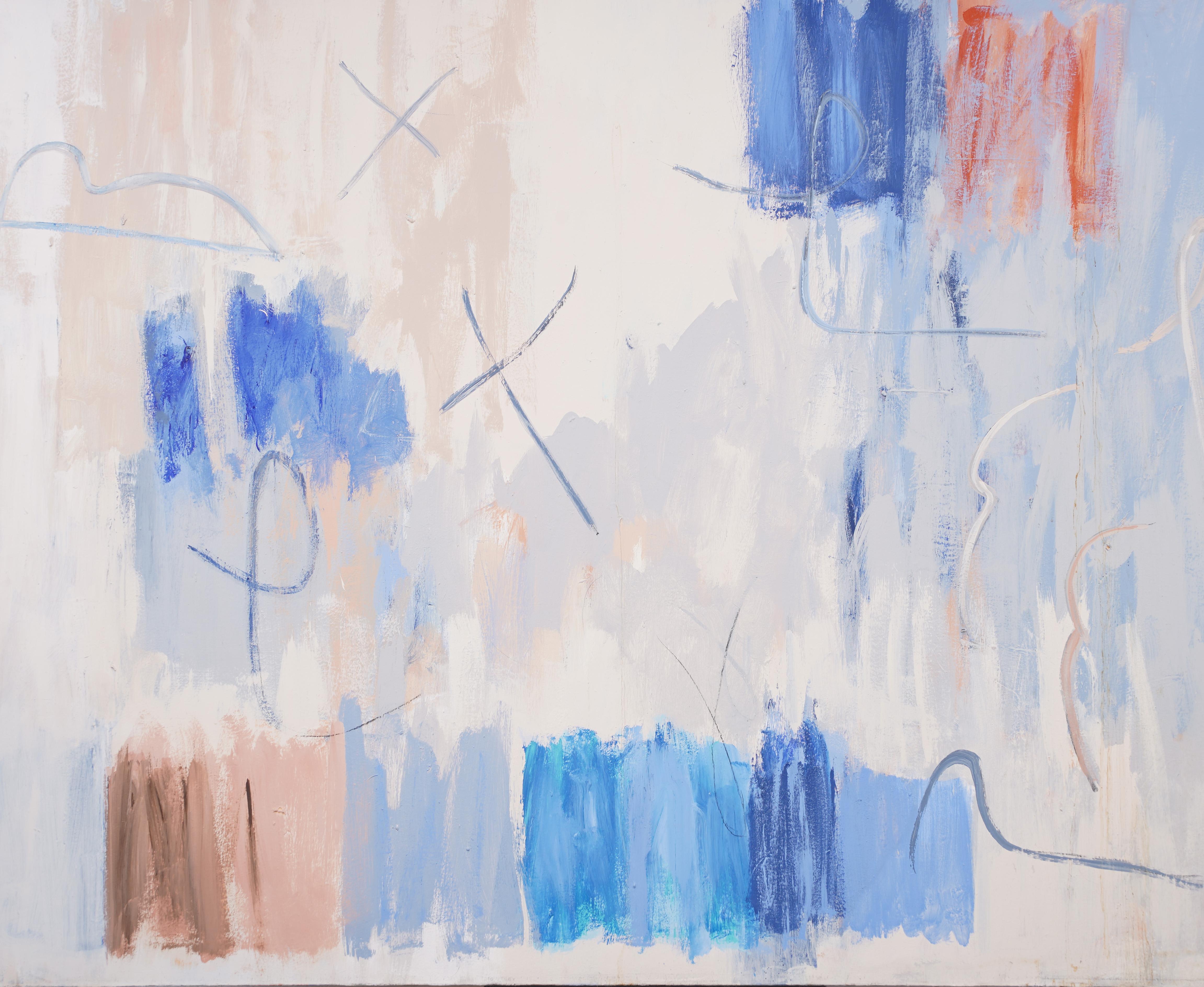 Gran cuadro al óleo abstracto contemporáneo femenino modernista americano sobre lienzo - Abstract Painting Gris de Betty Weiss 