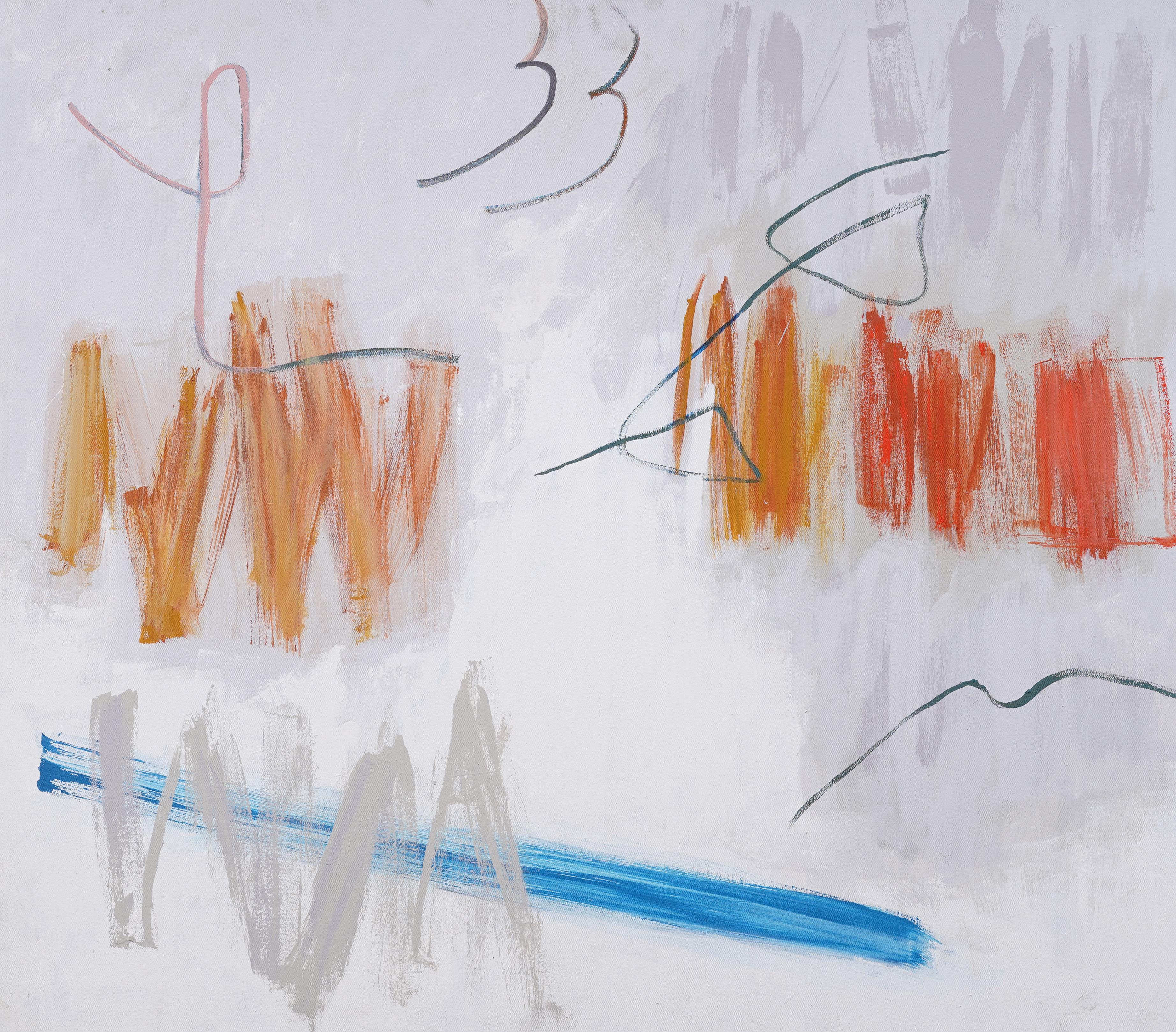 Großes Contemporary Female American Modernist Abstraktes Ölgemälde auf Leinwand (Grau), Abstract Painting, von Betty Weiss 