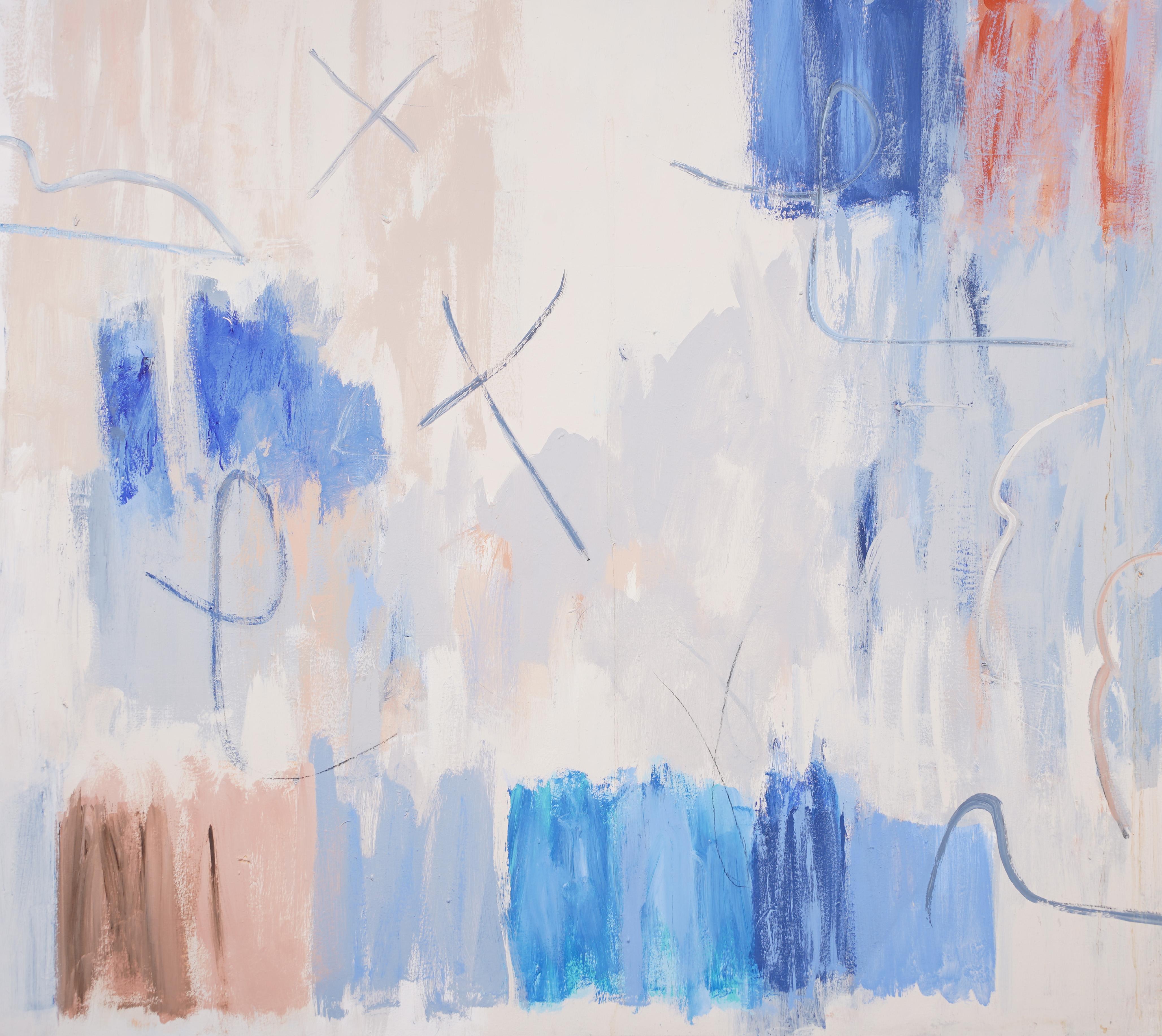 Maravillosa pintura abstracta de gran tamaño de Betty Weiss.  Óleo sobre lienzo.  Firmado con su nombre de casada 